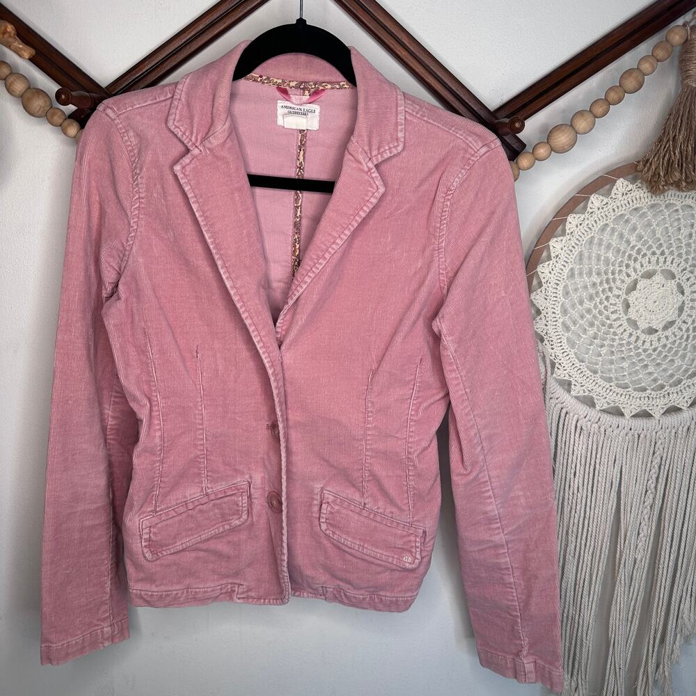 Vintage y2k American Eagle Pink Corduroy Blazer Jacket